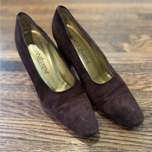 Yves Saint Laurent YSL Vintage Brown Suede Heels with Pointed Toe Size 6